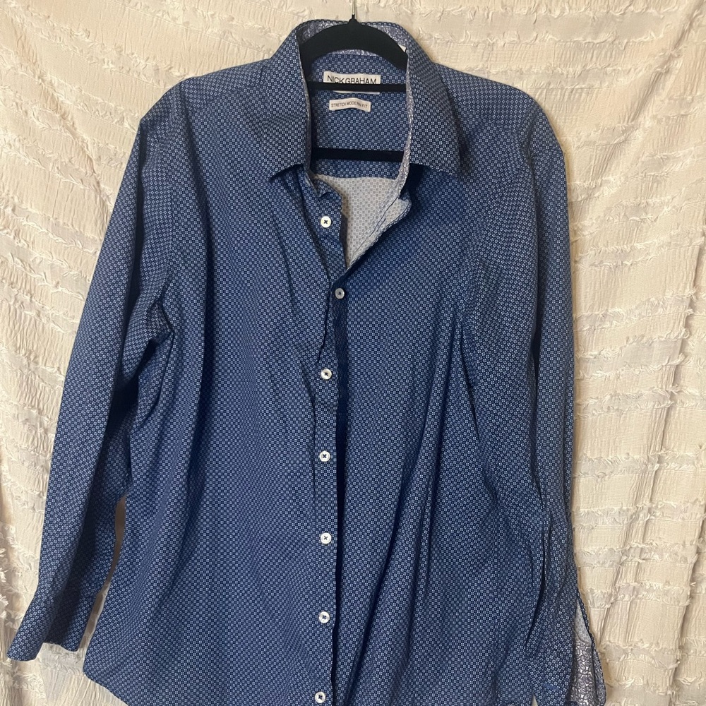 Nick Graham Blue Button Down dress shirt size 2XL